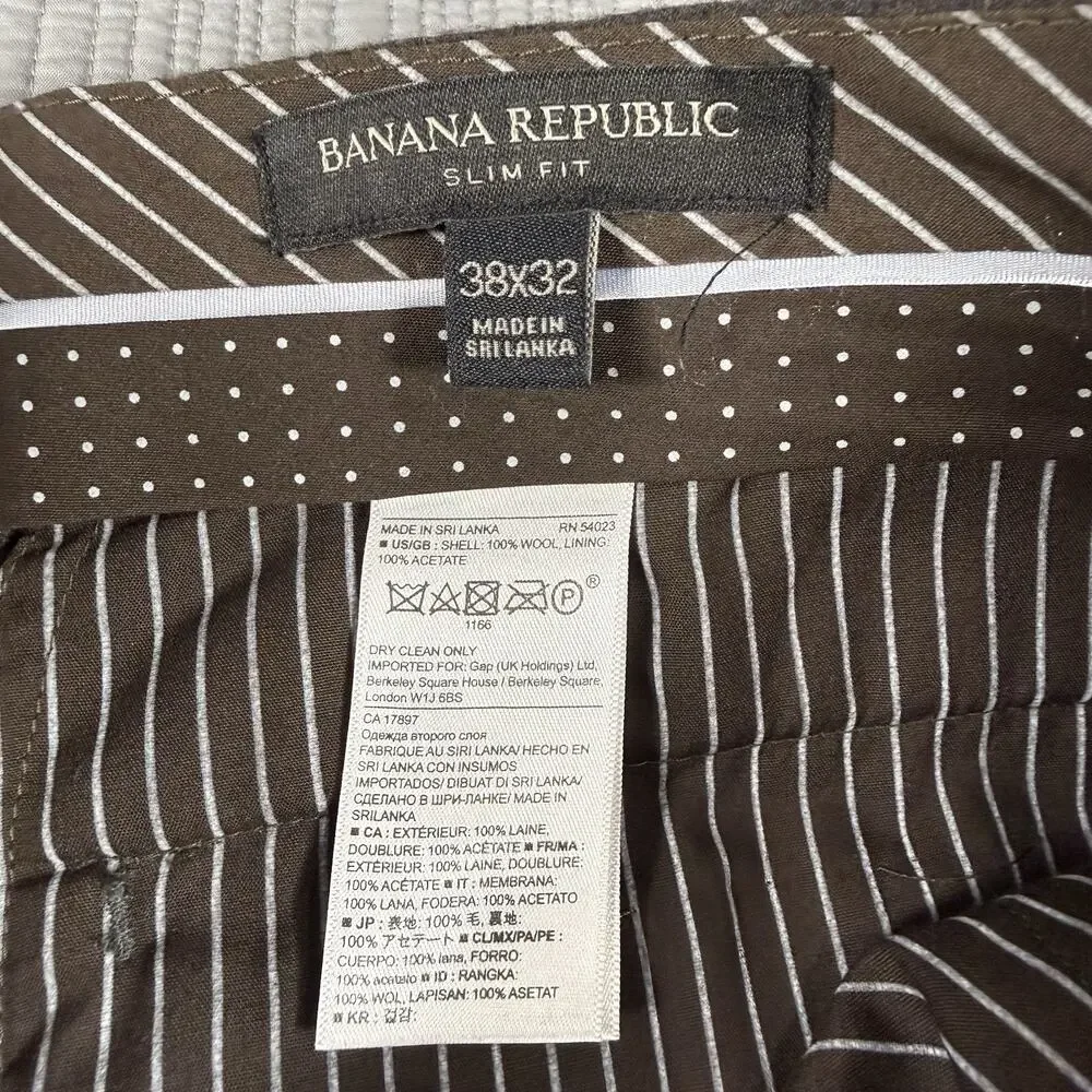 Banana Republic Dress Pants Mens 30 X 32 Gray 100% Wool Tailored Fit Trousers